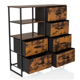 thumbnail of Kommode RAGALA 84x30x92cm 6 Schubladen 2 offene Fächer räuchereiche hjh LIVING