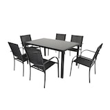 thumbnail of Tarrington House Set de terrasse FARINA, 7 pièces, acier, 6 chaises, 1 table, noir
