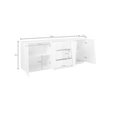 thumbnail of Dmora Kommode Sven, Küchen-Sideboard mit 4 Türen und 3 Schubladen, Wohnzimmer-Buffet, 100 % Made in Italy, cm 220x43h86, glänzend weiß