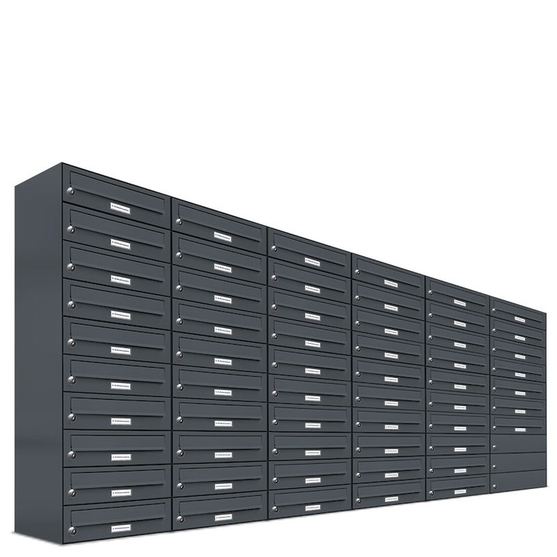 AL Briefkastensysteme 57 Fächer Premium Wand Briefkasten Anlage in RAL 7016 Anthrazit Grau, Post A4, robust, wetterfest, Artikelnummer: 132P57EA6P7016