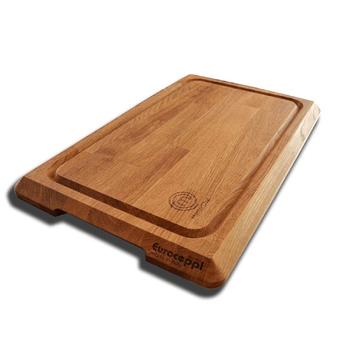 Euroceppi - Tagliere MasterChef in Rovere Lamellare 55x45x3,2 cm con Canalina, Smusso a 45° e Oliatura