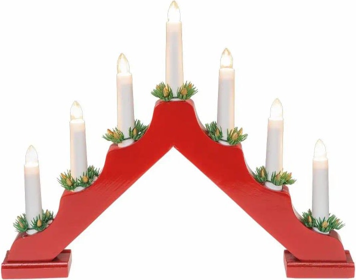 Adventsleuchter 7 LED Kerzenlichter rot 40x30cm