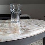 thumbnail of Couchtisch Wohnzimmer-Tisch rund  ø 55 cm  Beistelltisch Metall Gestell Tischplatte Holz massiv : weiß gekälkt