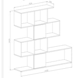thumbnail of Libreria Moderna Asimmetrica Porta Libri Mensole Ripiani Design Bifacciale Con Vani Aperti e Chiusi Soggiorno Salotto 145 x 27,8 x 142 Cm Bianco