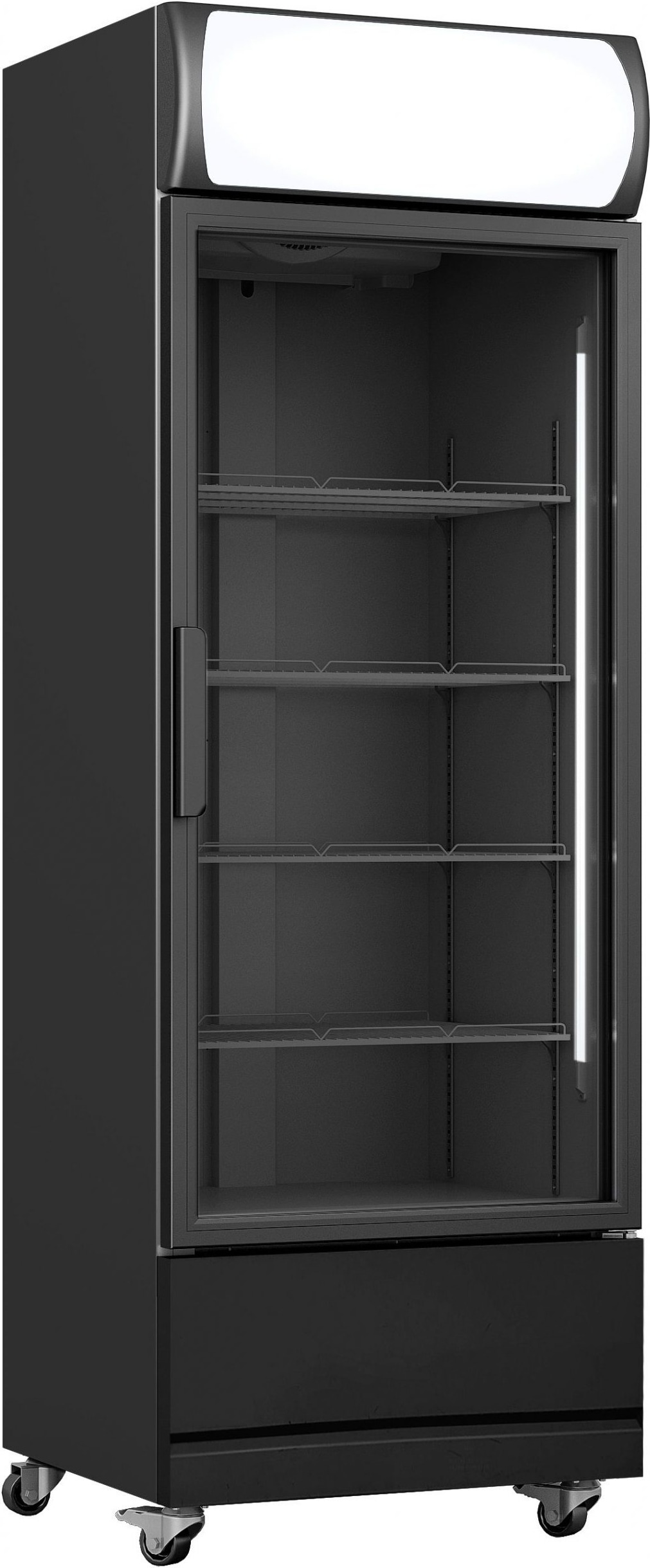 Mobiler Kühlschrank mit 1 Glastür Getränkekühlschrank 380 L +1/10°C mit Display Schwarz
