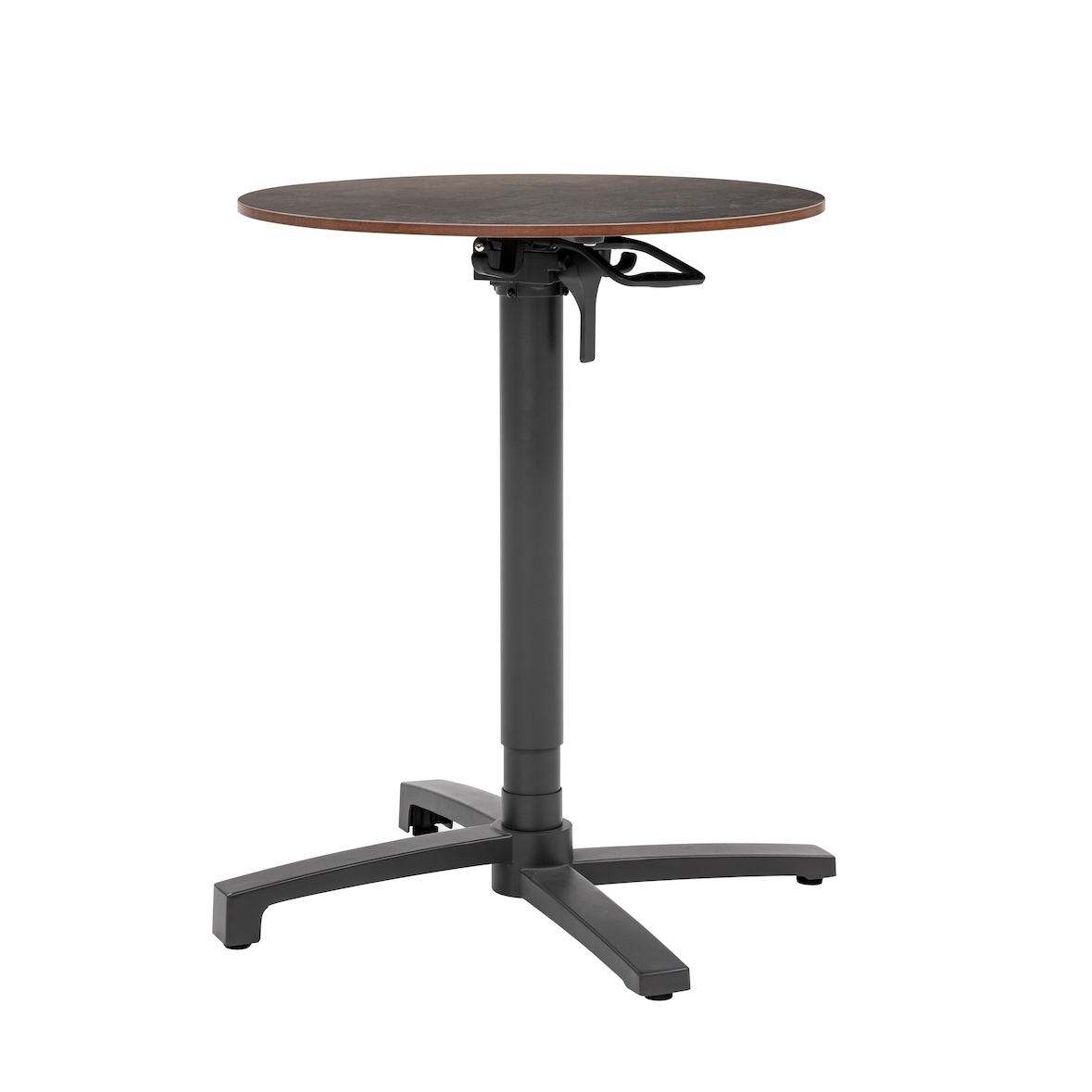 METRO PROFESSIONAL Gastro Klapptisch höhenverstellbar Massini, Alu, HPL Tischplatte, Steinoptik, Ø 60 x 75 - 110 cm, steingrau