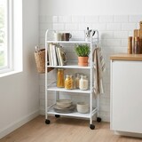 thumbnail of Carrello Portavivande 4 Ripiani Ruote Cucina Mobile 60x32x100 cm - Bianco