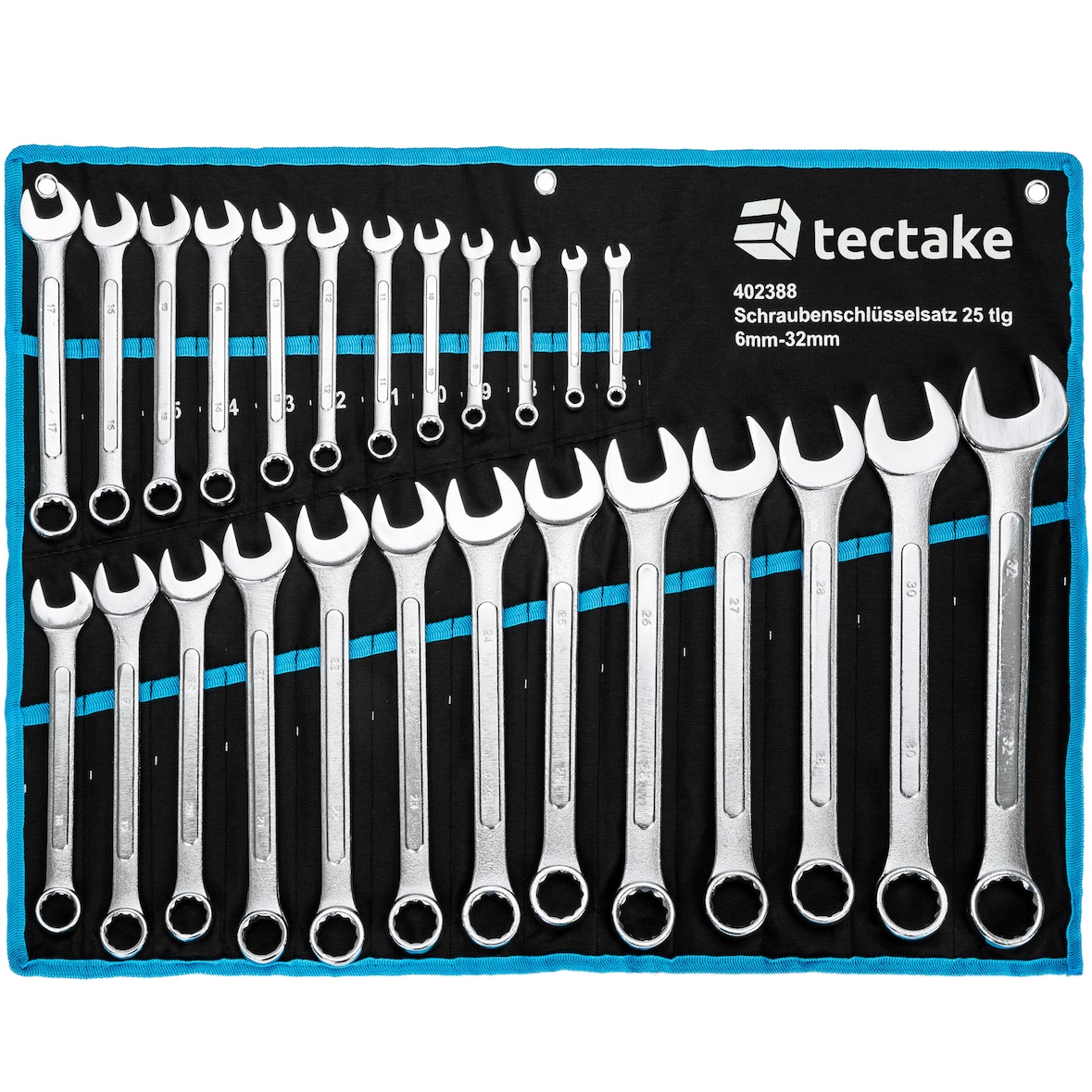 tectake Schroefsleutelset 25-dlg. - zwart/blauw - 402388