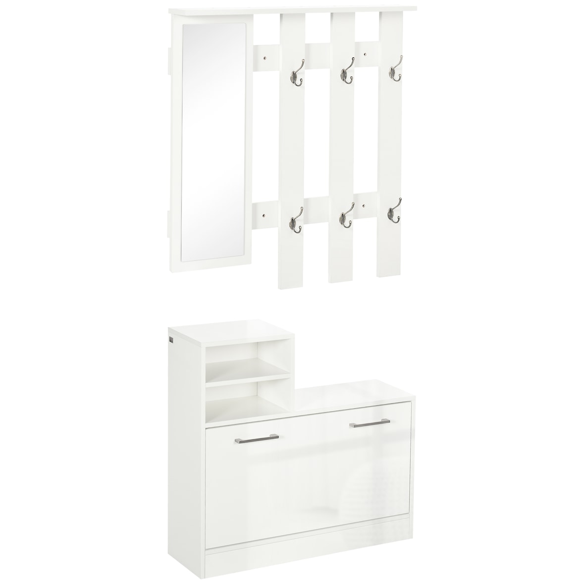 Conjunto de recibidor de entrada con espejo perchero y zapatero muebles de entrada con 6 ganchos y estantes para 8 pares de zapatos para pasillo