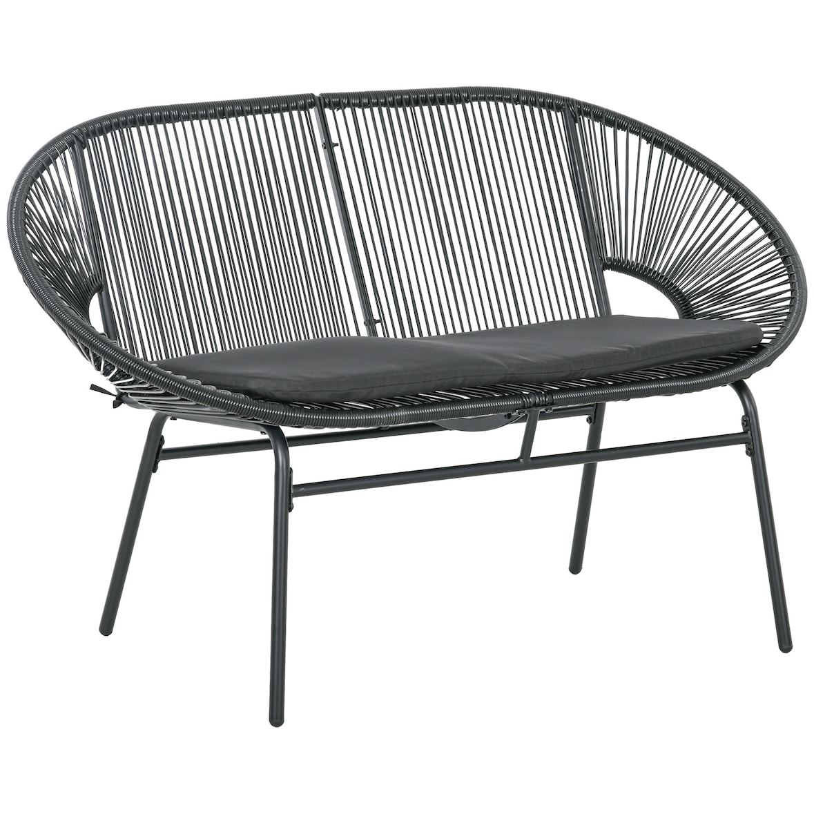 Silla acapulco de 2 plazas silla de jardín con reposabrazos cojines y marco de acero carga 260 kg para balcón terraza patio 132x72x83 cm