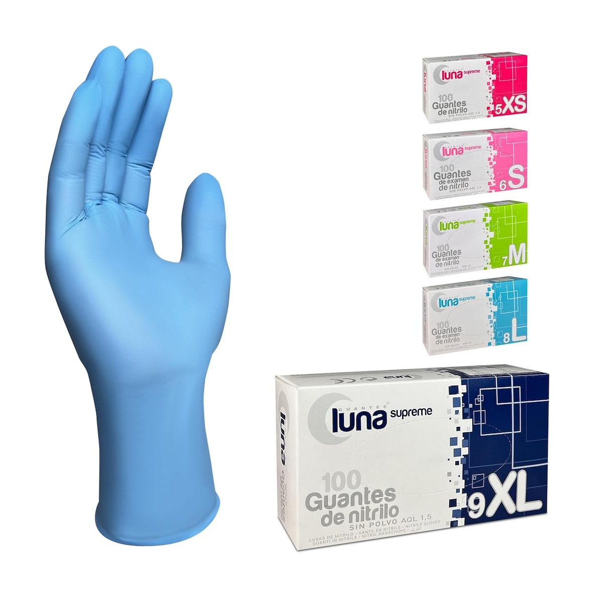 Guantes Nitrilo Azul Talla XL 100 unidades | Guantes de Nitrilo Sin Polvo, Sin Látex, Desechables