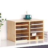 thumbnail of Relaxdays Dokumentenablage Bambus, DIN A4, 10 Fächer, Büro, Home Office, HBT: 31x49x31 cm, Schreibtisch Organizer, natur
