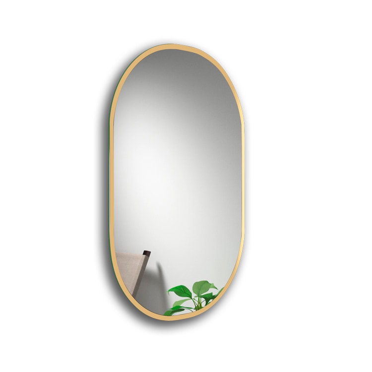 Espejo de Pared Ovalado Oro | Espejo Decorativo Oval | Espejo de Baño Ovalado | Reversible | 55 x 80cm - Oro