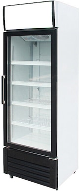 thumbnail of Gastro mobiler Flaschenkühlschrank Getränkekühlschrank Kühlschrank weiß 270L 1 Glastür 2/8°C mit Display