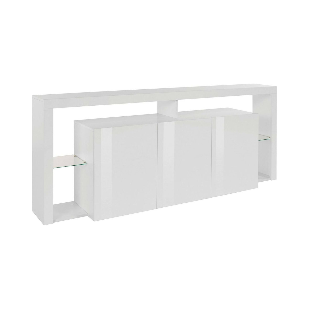 Dmora Kommode Ddariv, 3-türiges Wohnzimmer-Buffet, Wohnzimmer-Kommode, modernes Kommode, 100 % Made in Italy, 200 x 40 x 80 cm, glänzendes Weiß