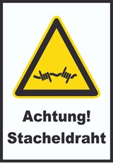 thumbnail of Achtung Stacheldraht A1 Rückseite selbstklebend Schild