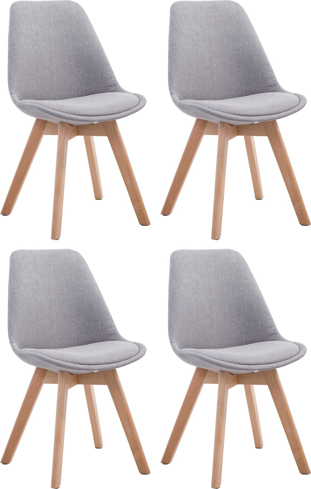 4er Set Besucherstühle Borneo V2 Stoff grau/natura