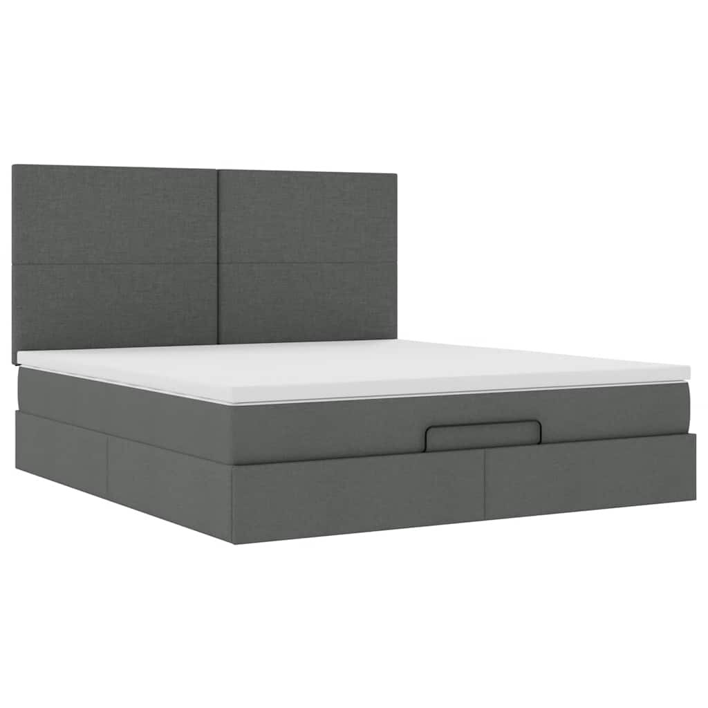 vidaXL Ottoman-Bett mit Matratze & LEDs Dunkelgrau 160x200 cm Stoff