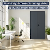 thumbnail of Aktenschrank abschließbar KADO 6 Ebenen verstellbar Flügeltüren Metallschrank Werkstatt Büroschrank aus Stahl Werkzeugschrank 220x115x40cm Anthrazit