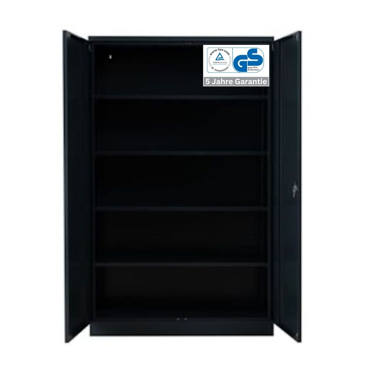 PROREGAL Stahlschrank BEE mit 9 lackierten Fachböden | HxBxT 195x120x42cm | Anthrazit-Anthrazit | Werkstattschrank Werkzeugschrank Aktenschrank