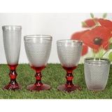 thumbnail of 6x Rubin Wassergläser 200ml Glas rot gepunktet Becher Wasser Saft