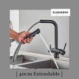 thumbnail of KLARWERK® Felix | Grifo extensible de 3 vías en acero inoxidable negro | Grifo de cocina filtro de agua potable | Caño en L, 3 conexiones para ósmosis