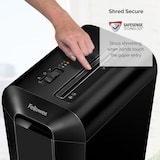 thumbnail of Destructora trituradora de papel Fellowes LX65, uso personal, destruye hasta 10 hojas en partículas 4x40mm, Din P-4, papelera 22 litros/303 hojas