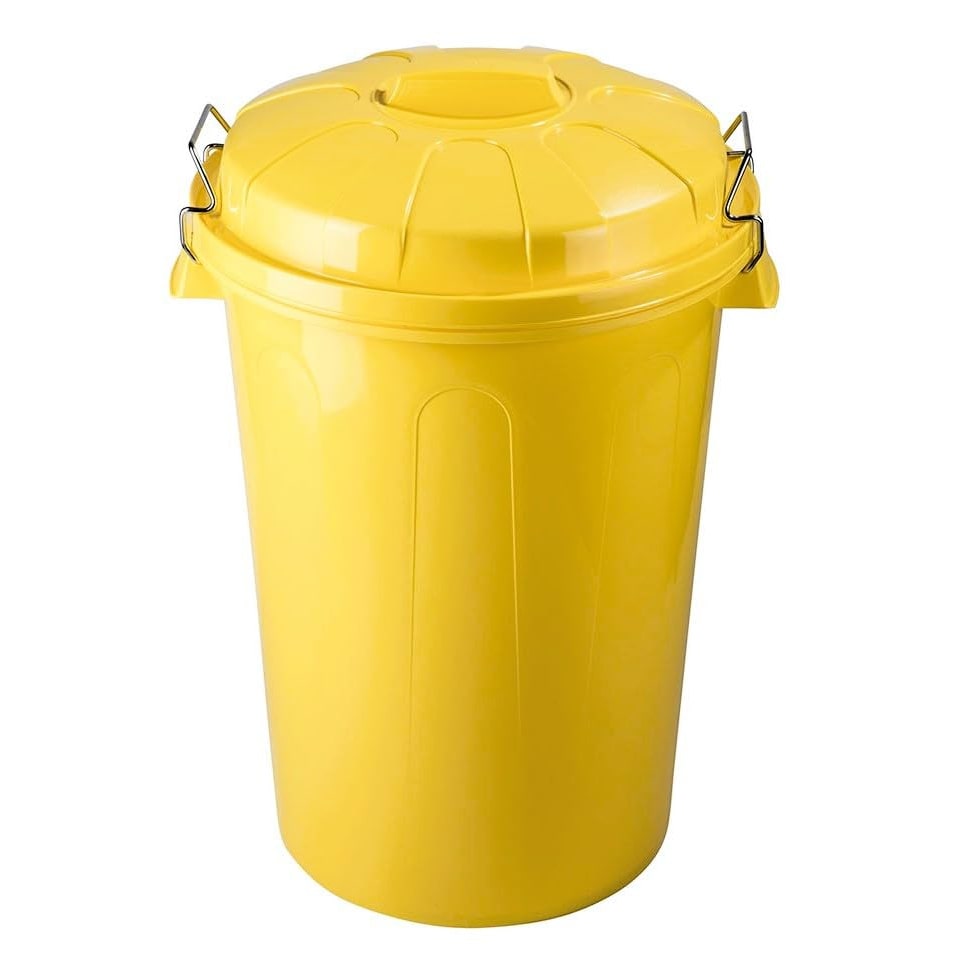 Cubo de basura con tapa 100 litros basurero amarillo asas de presión