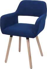 thumbnail of Esszimmerstuhl HWC-A50 II, Stuhl Küchenstuhl Polsterstuhl, Holz Stoff/Textil Cord (400g/m²) FSC® ~ blau
