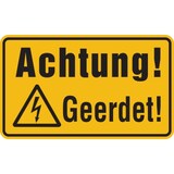 thumbnail of Warnschild, Achtung! Geerdet! - 200x120x1.5 mm Kunststoff