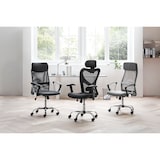 thumbnail of SalesFever bureaustoel met armleuningen en hoofdsteun | hoes mesh | chroom frame | in hoogte verstelbaar | B 65 x D 60 x H 114 - 124 cm | zwart