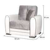 thumbnail of Dmora Divano letto Enrique, Poltrona contenitore da salotto, trasformabile in letto , 97x84h91 cm, Bianco e Grigio Chiaro