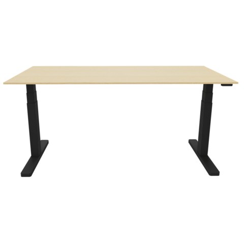 Schreibtisch elektrisch höhenverstellbar, 160x80cm, ahorn/schwarz