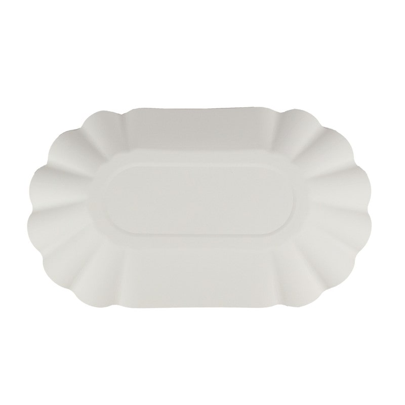 DayBays 8000 Stk. Pommes-Schalen KU1 ca.11x19,5x3,2 cm weiß laminiert ohne Beschichtung