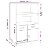 thumbnail of Helloshop26 - Buffet Sideboard Kommode Kleiderschrank Aufbewahrungsmöbel Organizer Küche Wohnzimmer Lounge hoch 67 x 40 x 108,5 cm 02_0032194