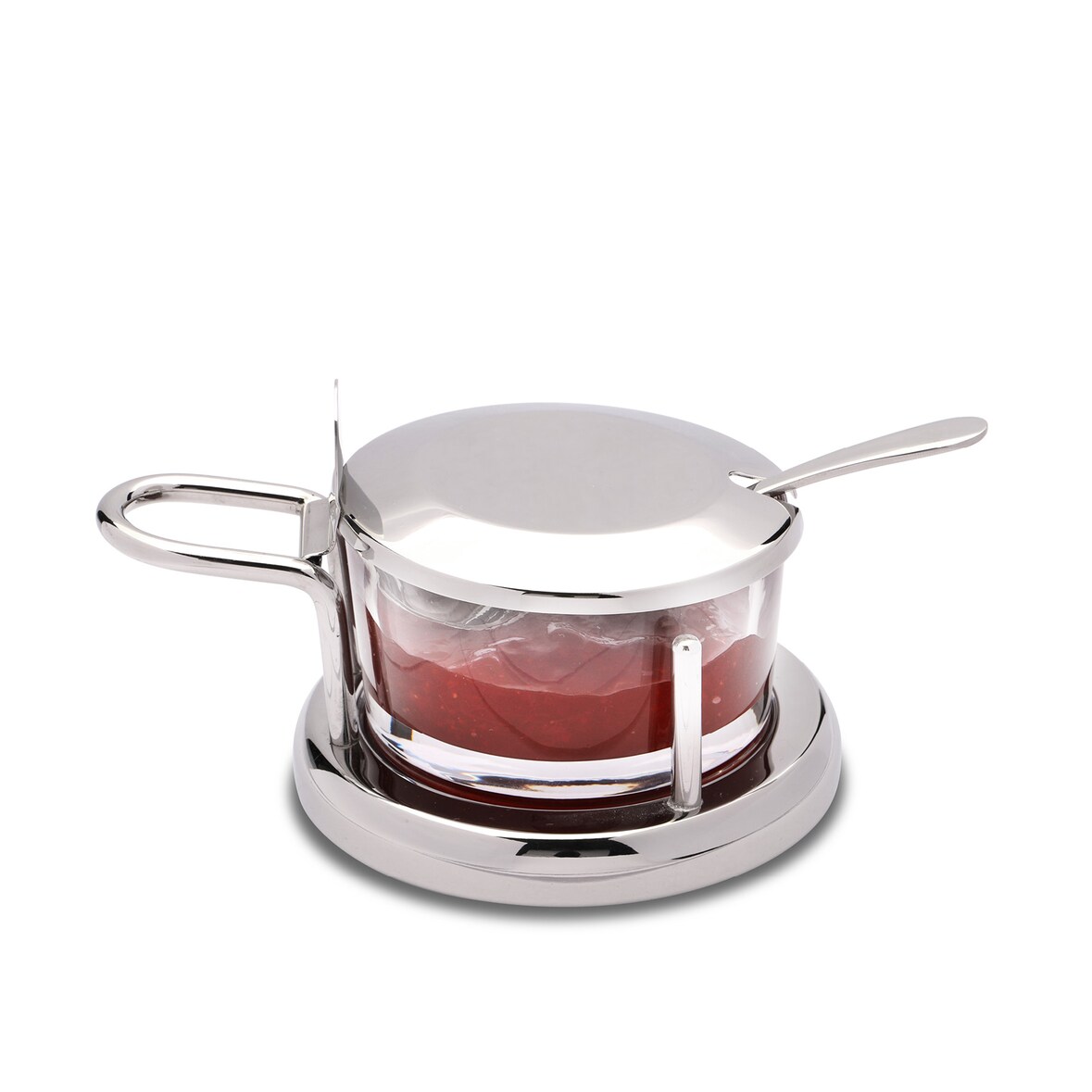 Karl Weis Parmesan-/Marmeladendose mit Löffel, Glas/Edelstahl