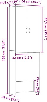 thumbnail of vidaXL Waschmaschinenschrank Schwarz Eichen-Optik 64x25,5x190 cm