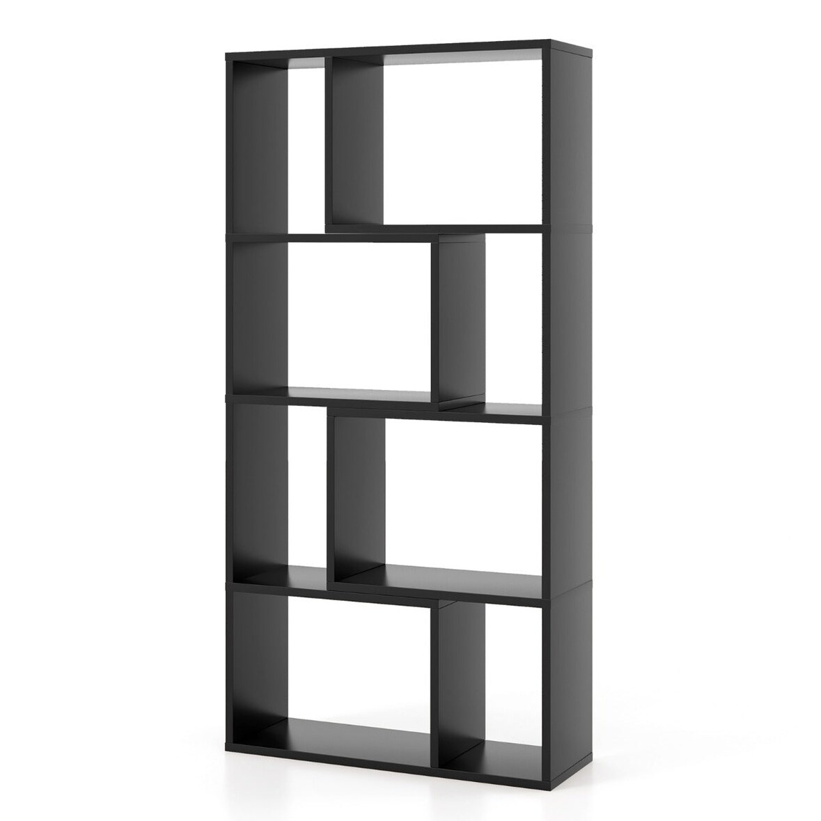 Helloshop26 - Geometrisches offenes Bücherregal 60 x 20 x 120 cm praktischer Stauraum 8 moderne Designwürfel aus schwarzem Holz 20_0018888