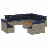 thumbnail of vidaXL 13-tlg. Garten-Sofagarnitur mit Kissen Grau Poly Rattan