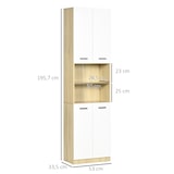 thumbnail of Columna auxiliar de baño armario alto de baño con 4 puertas 2 estantes abiertos y estantes ajustables estilo moderno 53x33,5x195,7 cm blanco y roble