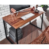 thumbnail of Schreibtisch Sheesham Massivholz / Metall 117x59x76,5 cm Computertisch, Design Bürotisch Klein Dunkel, Laptoptisch