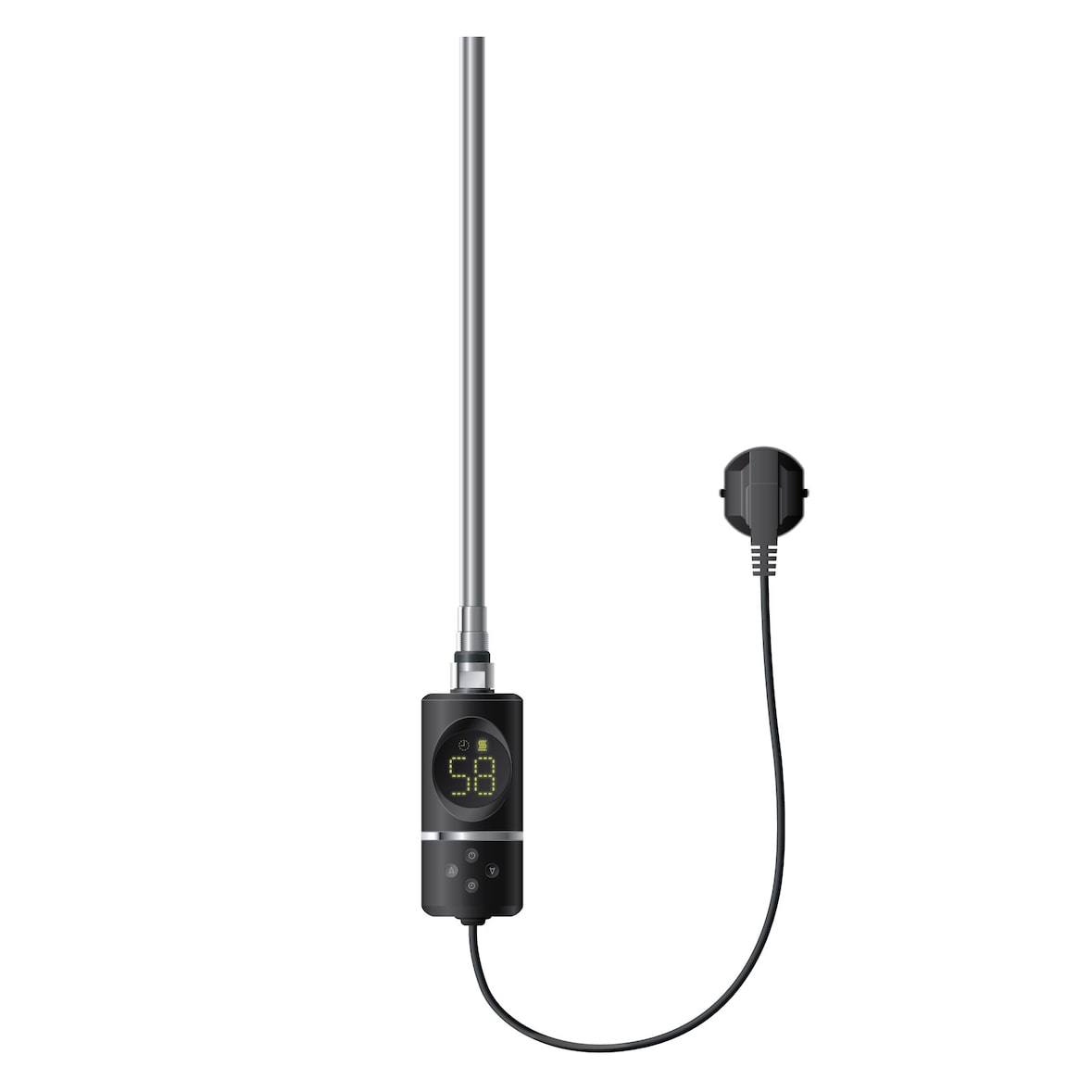 LuxeBath Heizstab 1200 W Schwarz mit Thermostat & Digitalanzeige – Elektrischer Heizstab mit Timer-Funktion, Heizpatrone für Badheizkörper,