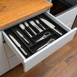 thumbnail of Relaxdays Besteckkasten ausziehbar, Bambus, HBT: 5 x 33,5-49,5 x 44,5 cm, 7-9 Fächer, Besteckeinsatz Schublade, schwarz