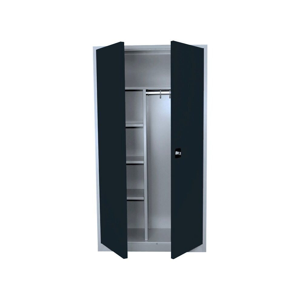 Spind Mehrzweckschrank Kleiderschrank mit Flügeltüren 1950 x 925 x 422 mm lichtgrau/anthrazit