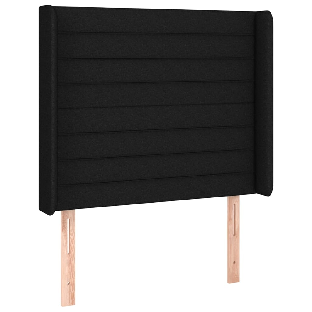 vidaXL Kopfteil mit Ohren Schwarz 83x16x118/128 cm Stoff