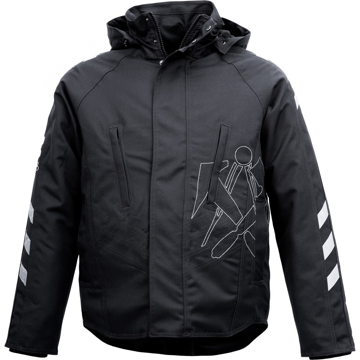 JOB-TEX Dachdecker-Jacke BREMEN Schwarz Winterjacke wasserdicht Zunftlogo XXL