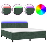 thumbnail of vidaXL Boxspringbett mit Matratze & LED Dunkelgrün 180x200 cm Samt