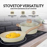 thumbnail of Batterie de cuisine 15 pièces avec revêtement en granit et manche en Bois Noir  beige HGWDBEJ15-BEI usage non-intensif Herzberg
