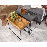 thumbnail of Beistelltisch FineBuy Satztisch Massivholz Stein 2 teilig Couchtisch Tisch Set