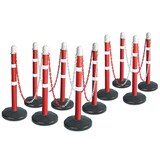 thumbnail of Ketten- / Warnständer Komplett-Set mit 10 Kettenständern, 18 m Kette, Rohr Ø 70 mm, Höhe 1000 mm, Standfuß aus Vollgummi